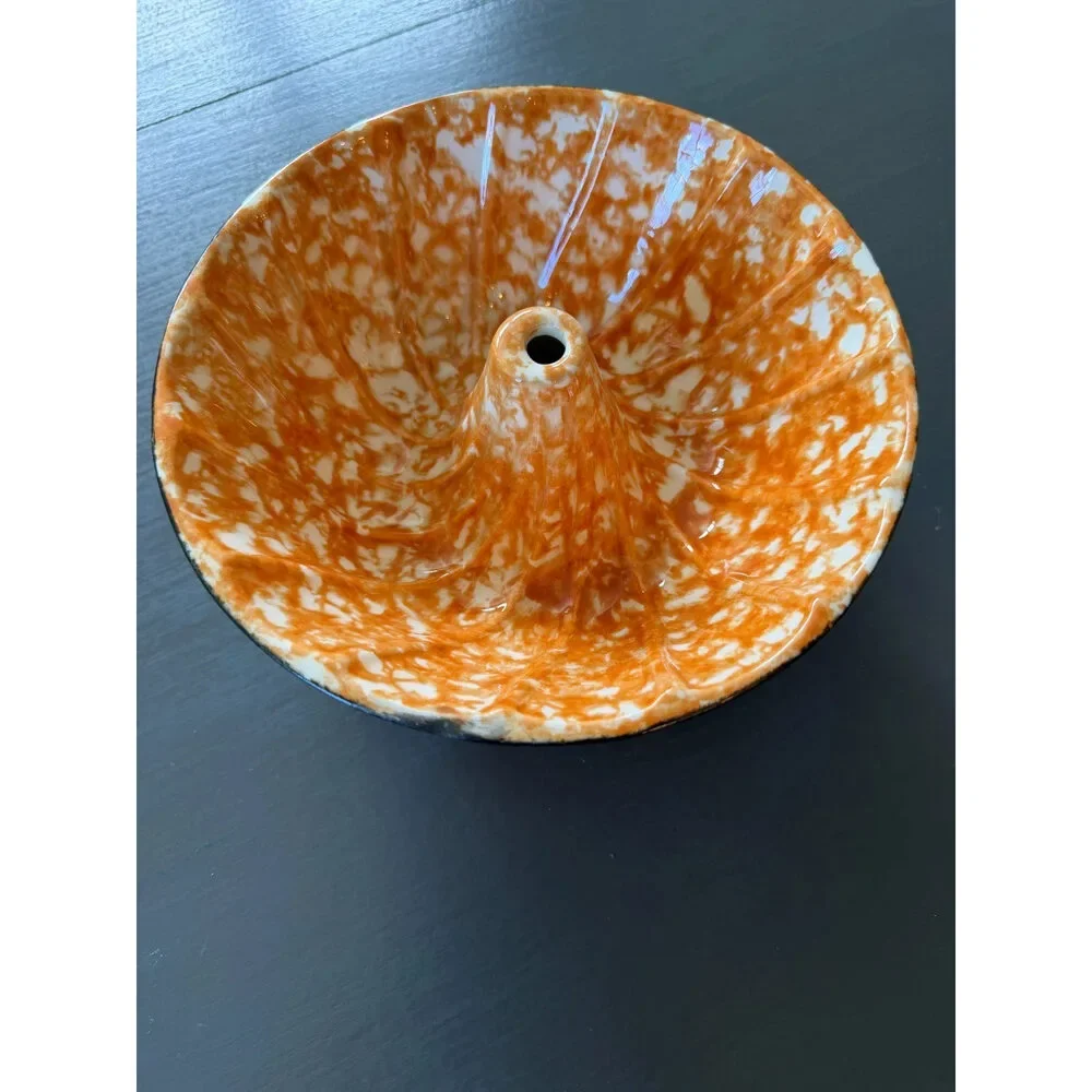 Stangl Town & Country Hand Painted Orange Spongeware Jello Mold Bundt Pan